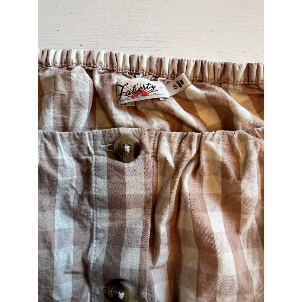 Faherty Cali Check Puff Sleeve Small Organic Cotton Top Charleston‎ Gingham - Picture 4 of 6